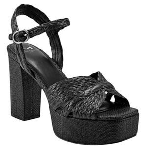 MARC FISHER Chela Square Toe Espadrille High Heel Platform Sandals In Black